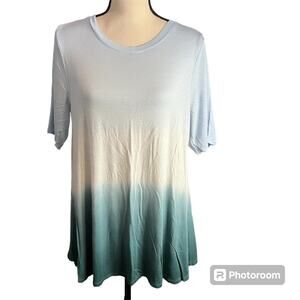 Lane Bryant | Women's Blue Green Ombre Short Sleeve Tunic Top Sz 14/16